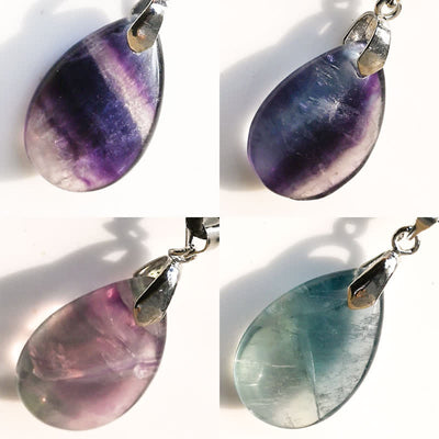 Olivenorma Natural Fluorite Water Drop Pendant Necklace