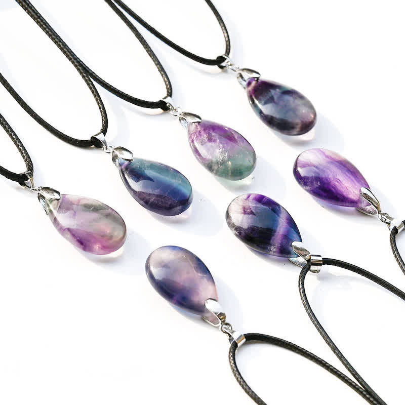 Olivenorma Natural Fluorite Water Drop Pendant Necklace