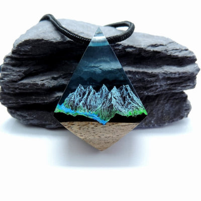 Olivenorma Snow Mountain River Resin Pendant Necklace