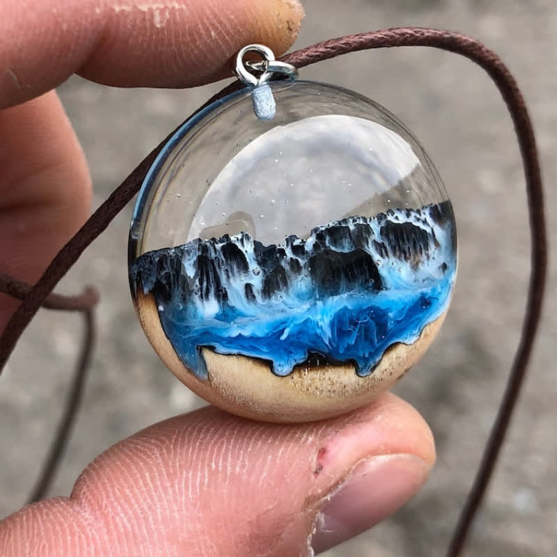 Olivenorma Waterfall Resin Wood Luminous Pendant Necklace