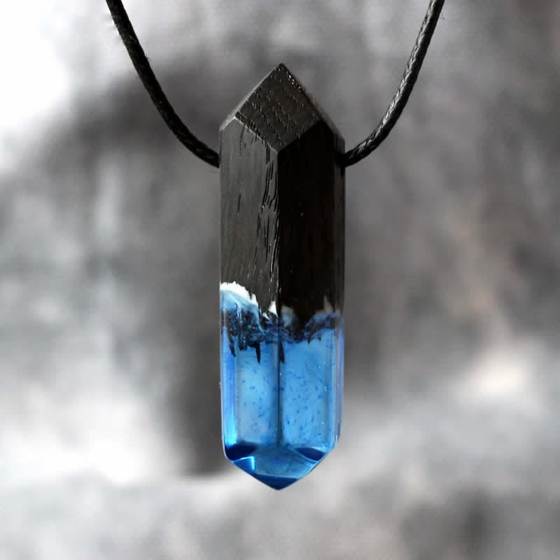 Olivenorma Snow Mountain Resin Wood Prism Pendant Necklace