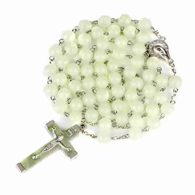 Olivenorma 8mm Luminous Beaded Cross Rosary Necklace