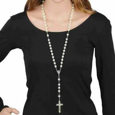 Olivenorma 8mm Luminous Beaded Cross Rosary Necklace