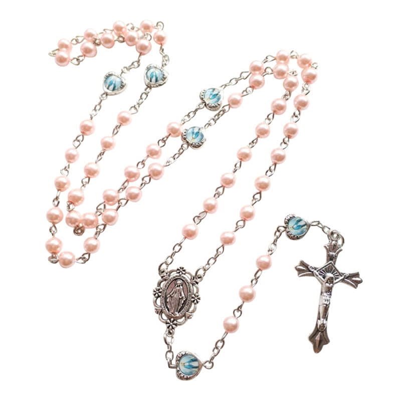 Olivenorma Crucifix Cross Long Chain Beads Rosary Necklace