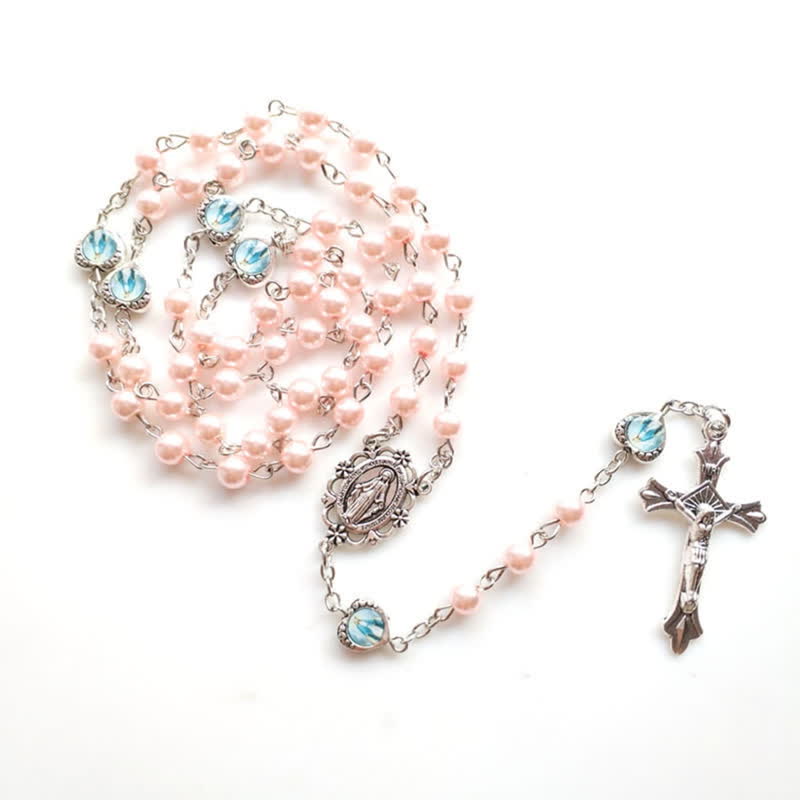 Olivenorma Crucifix Cross Long Chain Beads Rosary Necklace