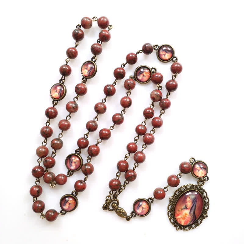 Olivenorma Mahogany Obsidian Beads Rosary Necklace