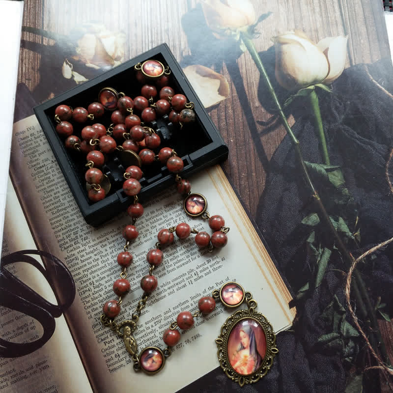 Olivenorma Mahogany Obsidian Beads Rosary Necklace