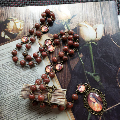 Olivenorma Mahogany Obsidian Beads Rosary Necklace