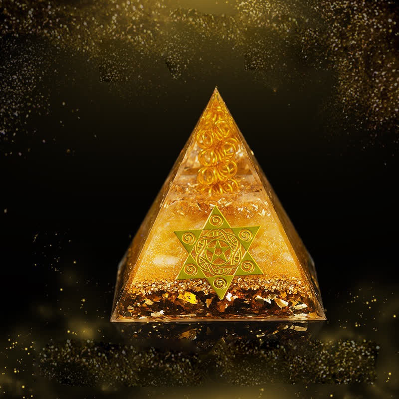 Olivenorma Lucky and Prosperous Natural Citrine Orgone Pyramid