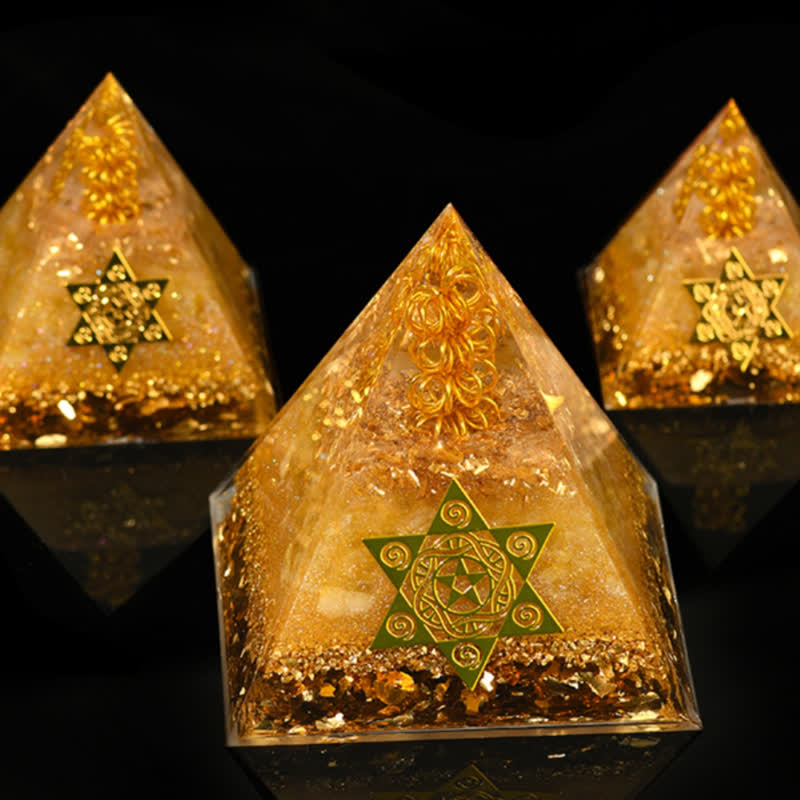 Olivenorma Lucky and Prosperous Natural Citrine Orgone Pyramid