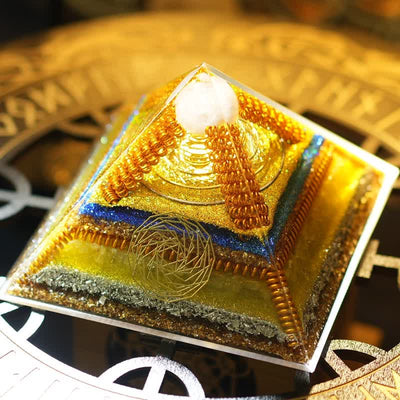 Olivenorma "Key to Wealth" Clear Crystal Citrine Orgone Pyramid