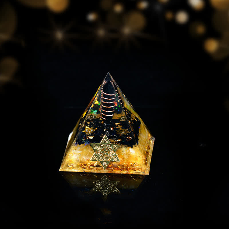 Olivenorma Obsidian Citrine Metatron's Cube Orgone Pyramid