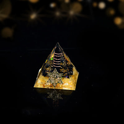 Olivenorma Obsidian Citrine Metatron's Cube Orgone Pyramid