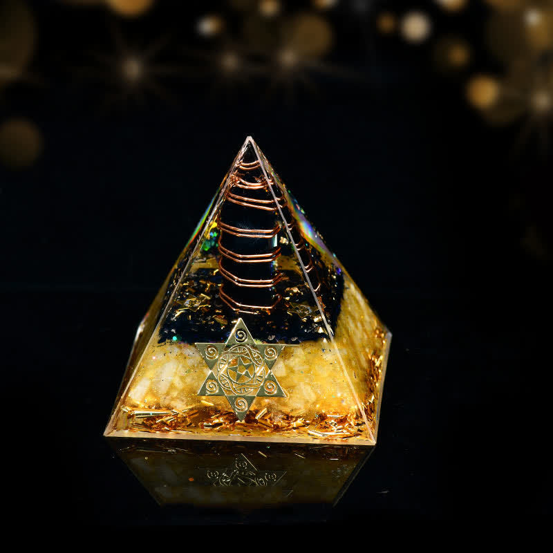 Olivenorma Obsidian Citrine Metatron's Cube Orgone Pyramid