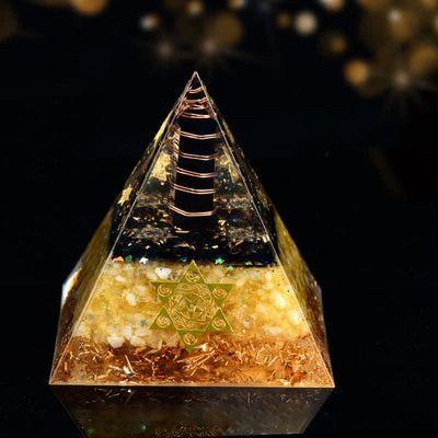 Olivenorma Obsidian Citrine Metatron's Cube Orgone Pyramid