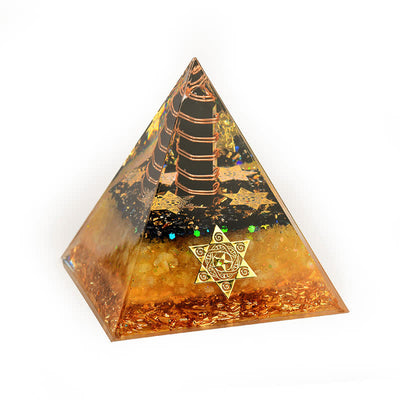 Olivenorma Obsidian Citrine Metatron's Cube Orgone Pyramid