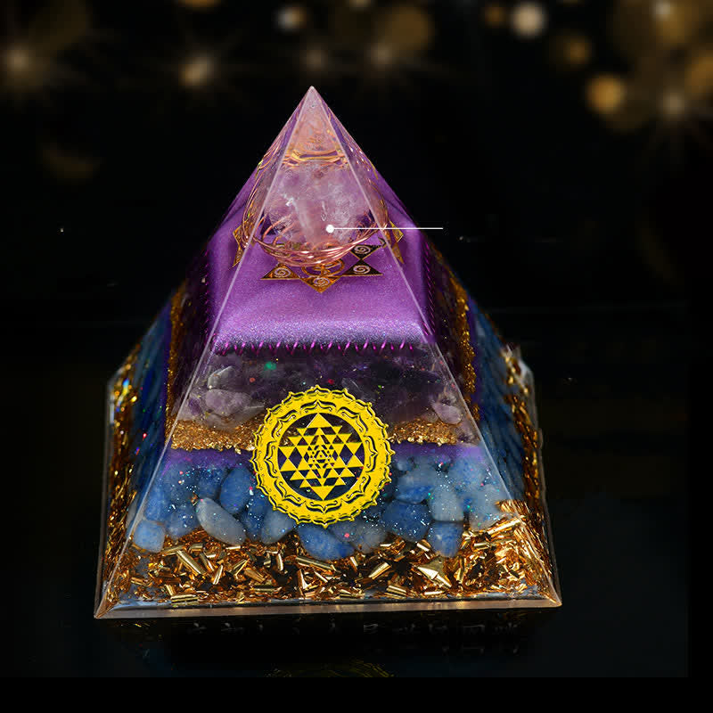 Olivenorma 10cm Good Luck Natural Crystal Ball Orgone Pyramid