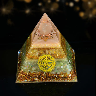 Olivenorma 10cm Good Luck Natural Crystal Ball Orgone Pyramid