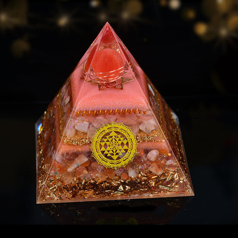 Olivenorma 10cm Good Luck Natural Crystal Ball Orgone Pyramid