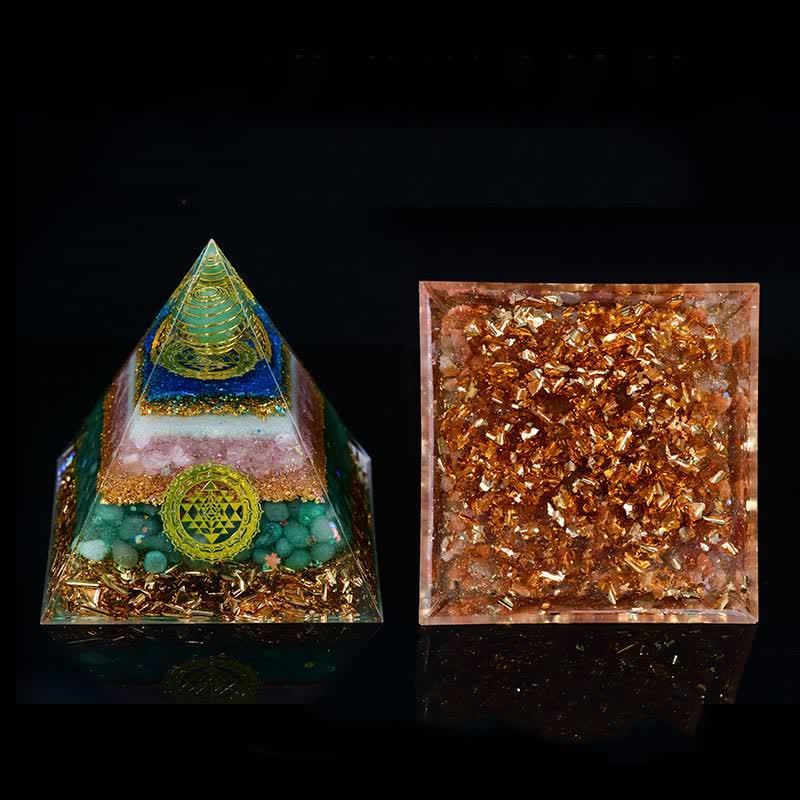 Olivenorma 10cm Good Luck Natural Crystal Ball Orgone Pyramid