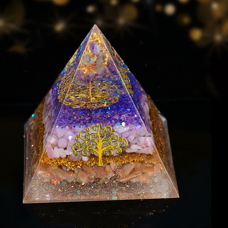 Olivenorma 10cm Natural Crystal Tree Of Life Orgone Pyramid