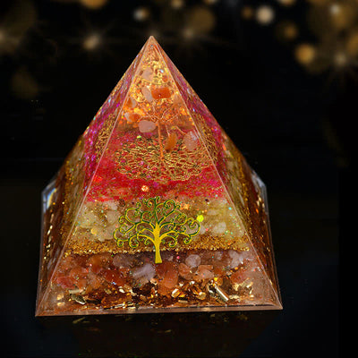 Olivenorma 10cm Natural Crystal Tree Of Life Orgone Pyramid