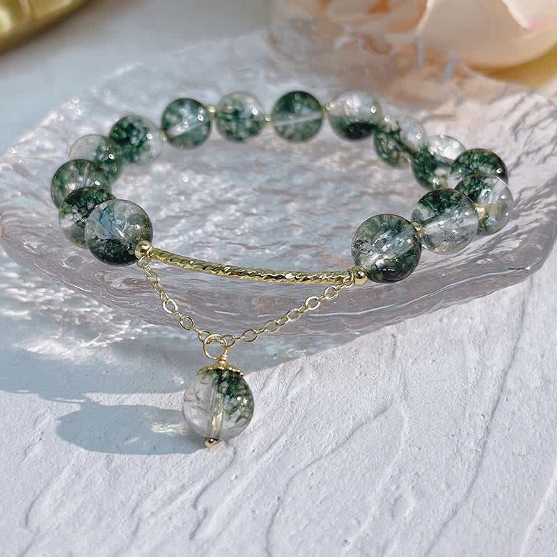 Olivenorma "Heart Space" - Green Ghost Quartz Healing Bracelet