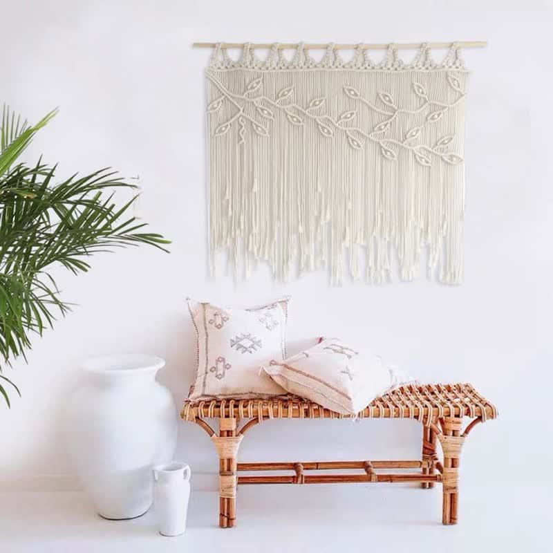 Olivenorma Leaf Shape Macrame Woven Tapestry Wall Hanging Decor