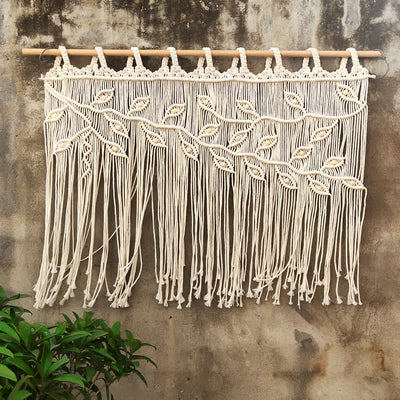 Olivenorma Leaf Shape Macrame Woven Tapestry Wall Hanging Decor