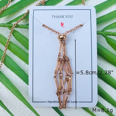 Olivenorma Medium Natural Crystal Rose Gold Pouch Necklace