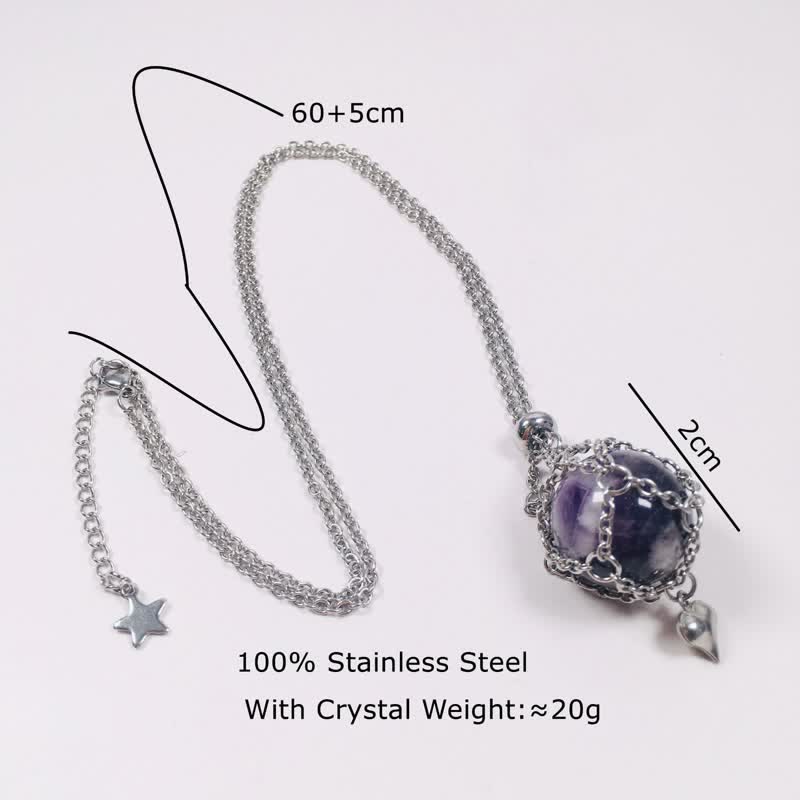 Olivenorma Natural Crystal Silver Pouch Heart Pendant Necklace