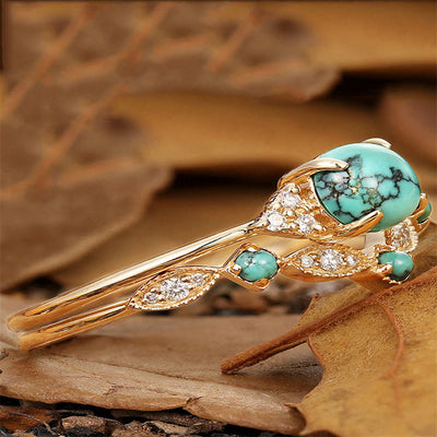 Olivenorma Retro Turquoise 2-piece Ring Set