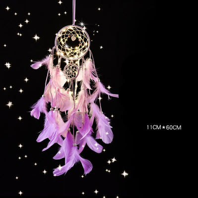 Olivenorma "Three Lives Three Worlds" HandWoven Feather Dream Catcher - Purple - image 5