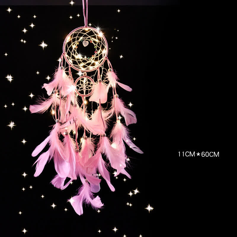 Olivenorma "Three Lives Three Worlds" HandWoven Feather Dream Catcher - Pink - image 6