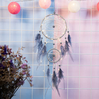 Olivenorma Handwoven Blue Gray Feather Dream Catcher - image 4