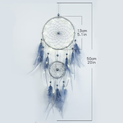Olivenorma Handwoven Blue Gray Feather Dream Catcher - image 8