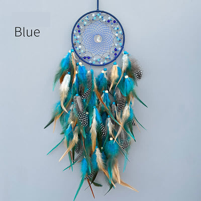 Olivenorma Handwoven Beaded Agate Feather Dream Catcher