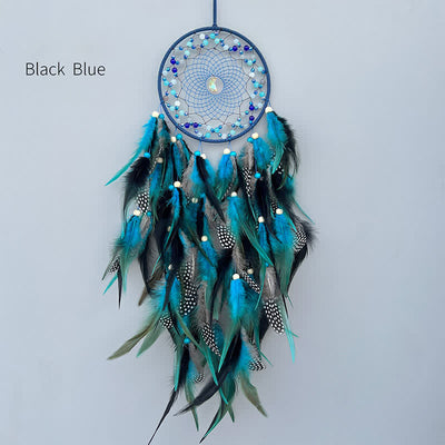 Olivenorma Handwoven Beaded Agate Feather Dream Catcher