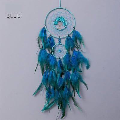 Olivenorma Seven Colors Crystal Beads Feather Dream Catcher