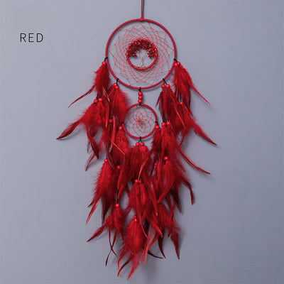 Olivenorma Seven Colors Crystal Beads Feather Dream Catcher