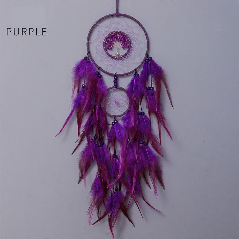 Olivenorma Seven Colors Crystal Beads Feather Dream Catcher