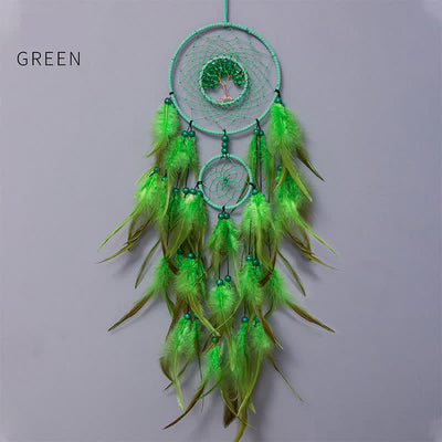 Olivenorma Seven Colors Crystal Beads Feather Dream Catcher