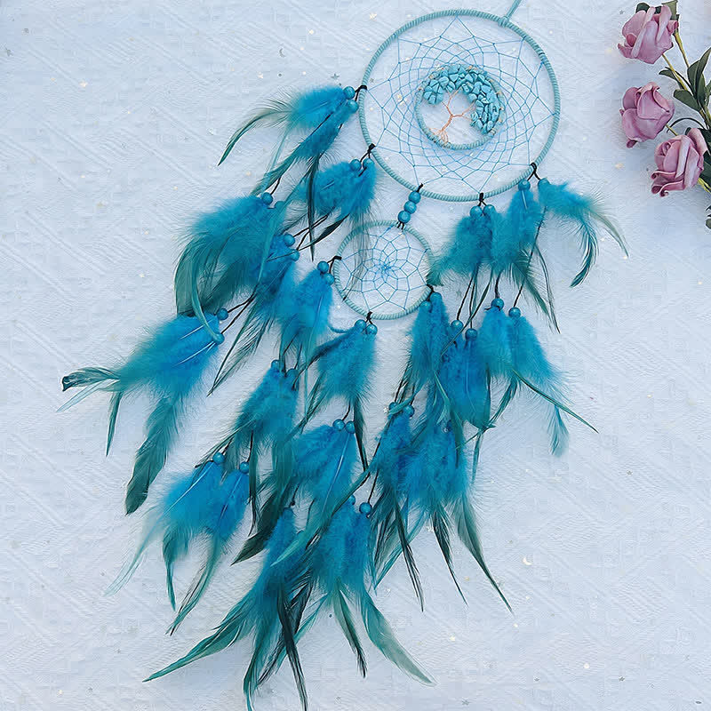 Olivenorma Seven Colors Crystal Beads Feather Dream Catcher