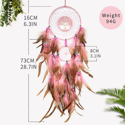 Olivenorma Seven Colors Crystal Beads Feather Dream Catcher