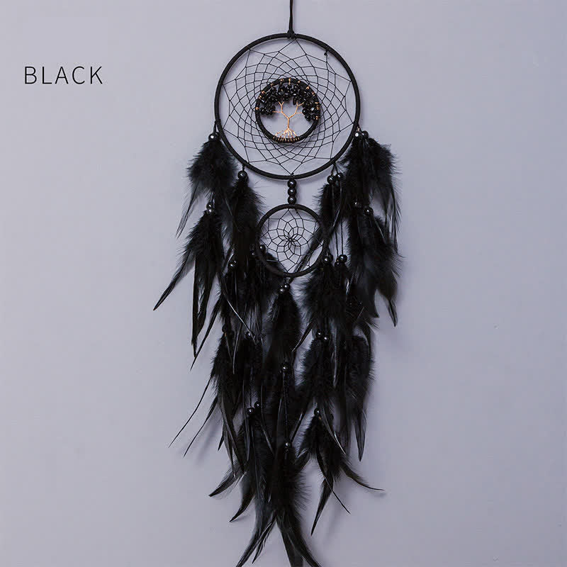 Olivenorma Seven Colors Crystal Beads Feather Dream Catcher