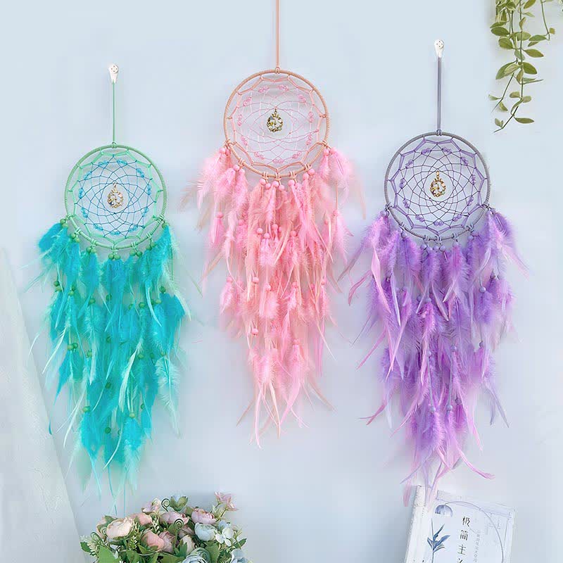 Olivenorma "Spring Fantasy" Feather Metal Pendant Dream Catcher