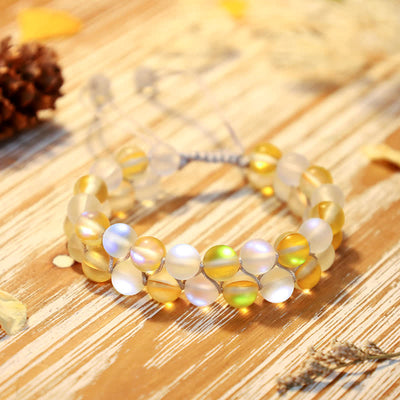 Olivenorma 8mm Double Layer Mermaid Glass Beaded Bracelet