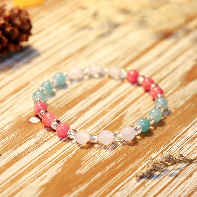 Olivenorma 6mm Mermaid Glass Cat's Eye Stone Beaded Bracelet