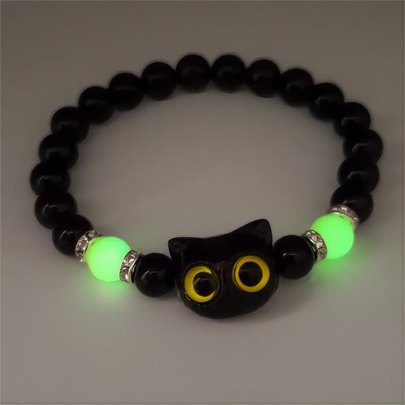 Olivenorma 1pcs Luminous Cute Cat Design Pendant Beaded Bracelet