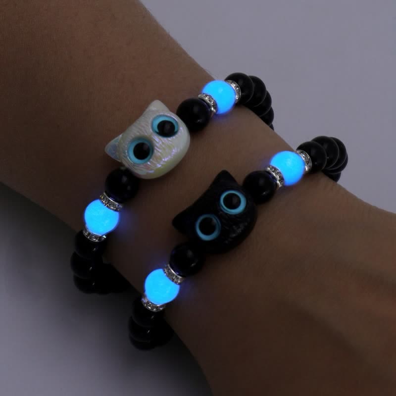 Olivenorma 1pcs Luminous Cute Cat Design Pendant Beaded Bracelet